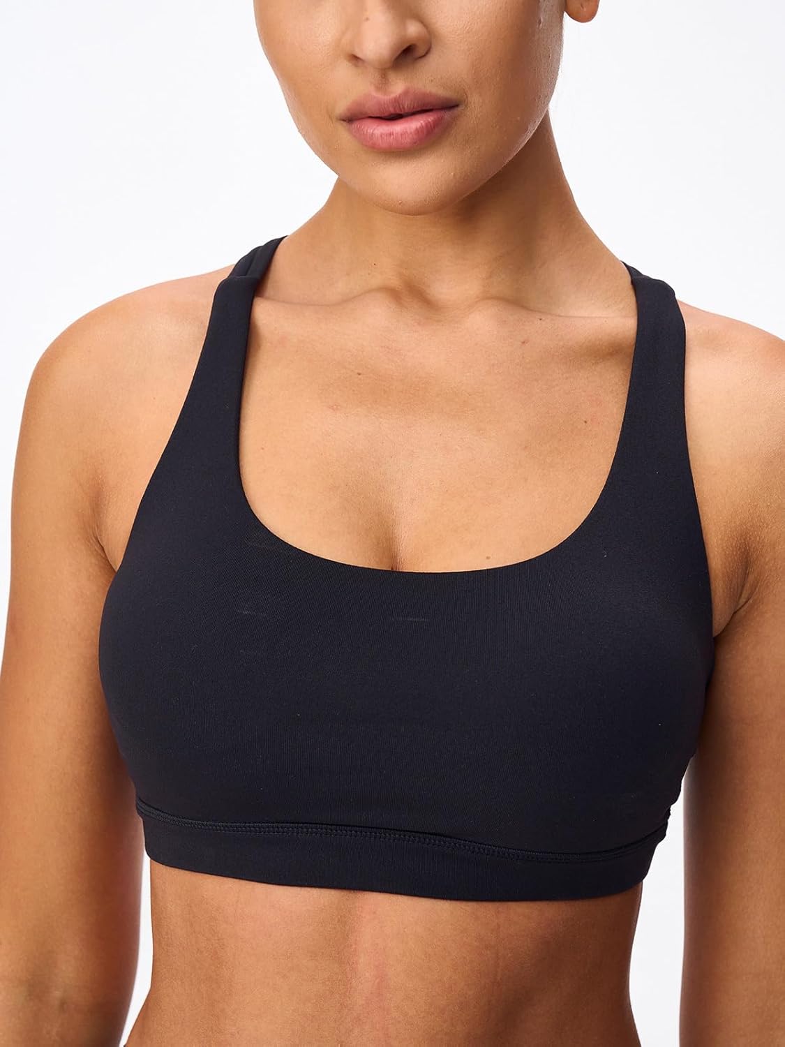 Skiennix Women's Strappy Sports Bra - Light Compression Criss Cross Back | Supportive U Neckline, Padded