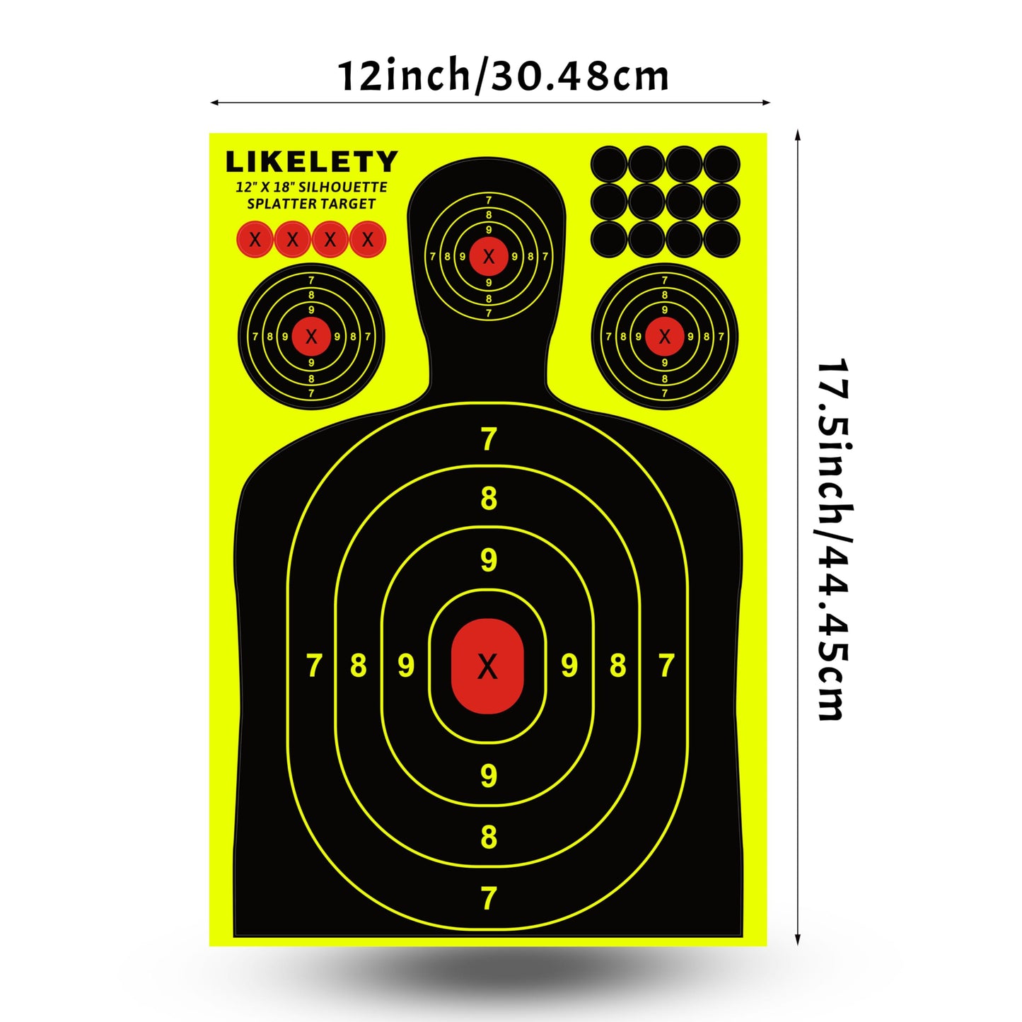 LikeLety 12" x 18" Splatter Targets, Adhesive, Reactive, Shooting Target