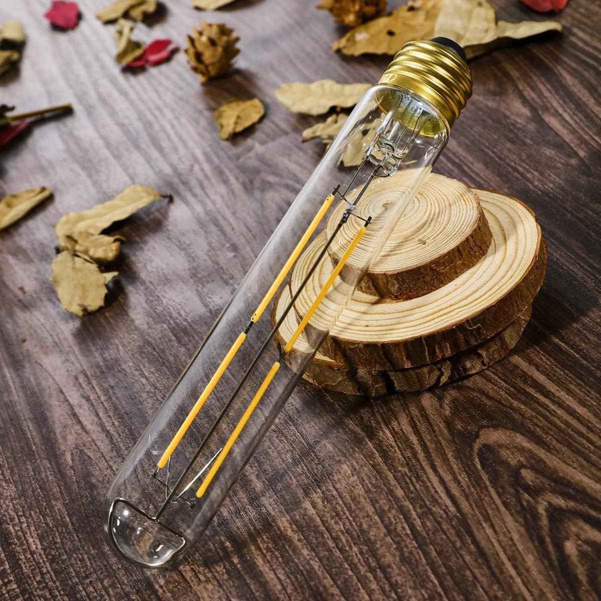 Leools Dimmable E26 Light Bulb 8W Equal 75 watt led Light Bulb Warm White 2700K AC120V Edison Light Bulbs 75 Watt 800LM Clear T10 led Bulb for Rustic Pendant,Industrial Pipe,Wall sconces,4Pack