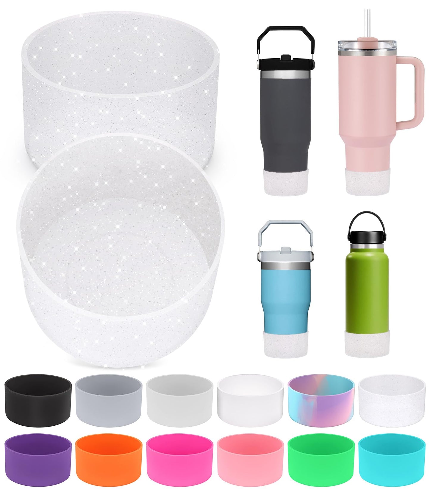 PICcircuit 2PCS for Stanley Boot, Silicone Bottom for Quencher Adventure 40oz 30oz IceFlow 20oz 30oz Bottle&for Hydroflask Tumbler 12-24oz for Stanley Cup Accessories Avoid Scratches&Noise
