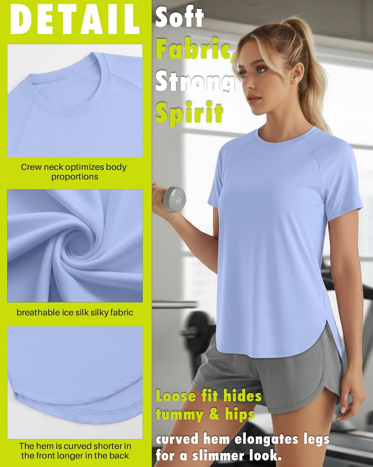 Skiennix Women's Workout Shirts - Quick Dry Athletic Tops | Short Sleeve Loose Fit Yoga Tees (4 Pack)