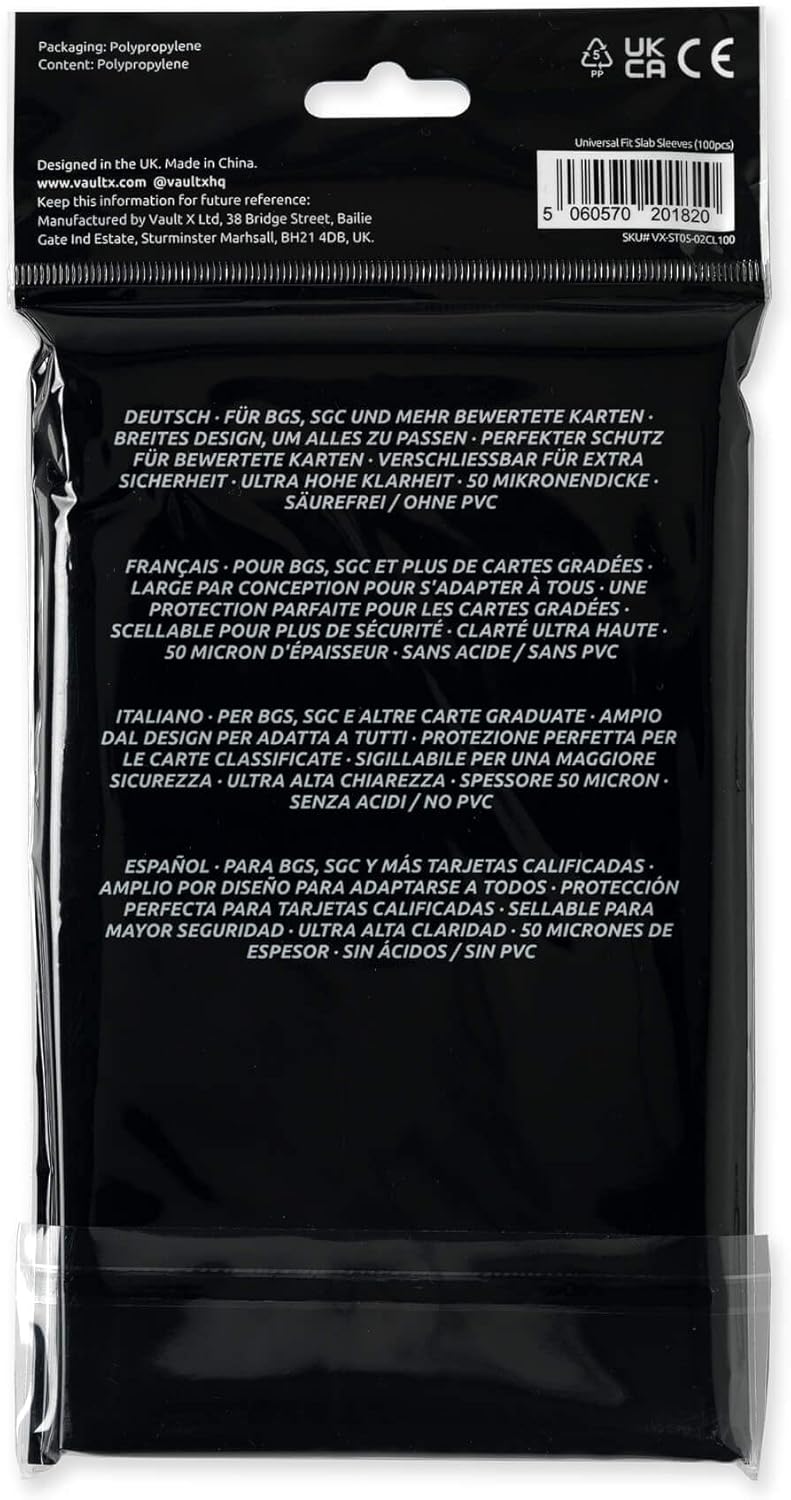 Vault X Graded Trading Card Sleeves - Universal Fit for BGS, SGC, ACE Cases | 100 Pack for Collectors
