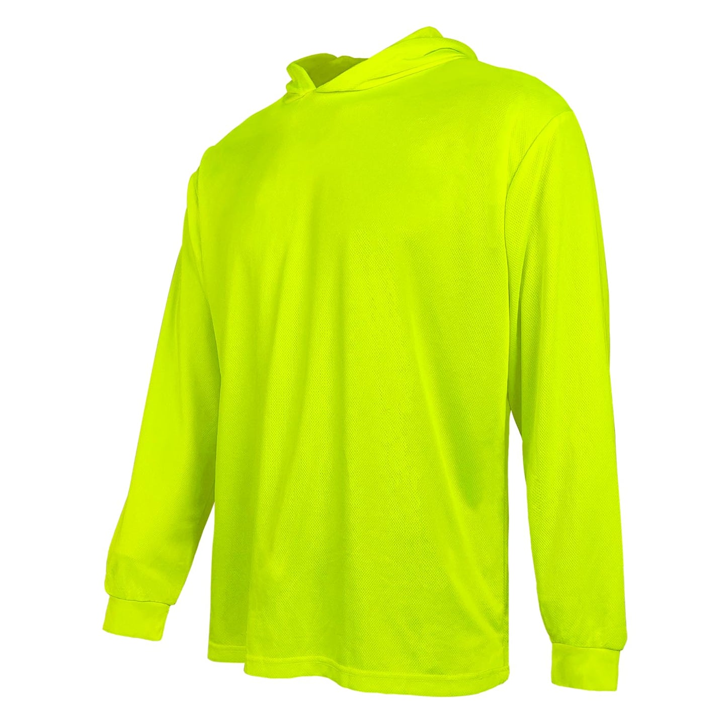 SUXIBIP Hi Vis Safety Hoodie, High Visibility Shirts for Men, Long Sleeve, Construction Work Shirts with Sun Protective Hood (Yellow, 3X-Large, 1 Pack)