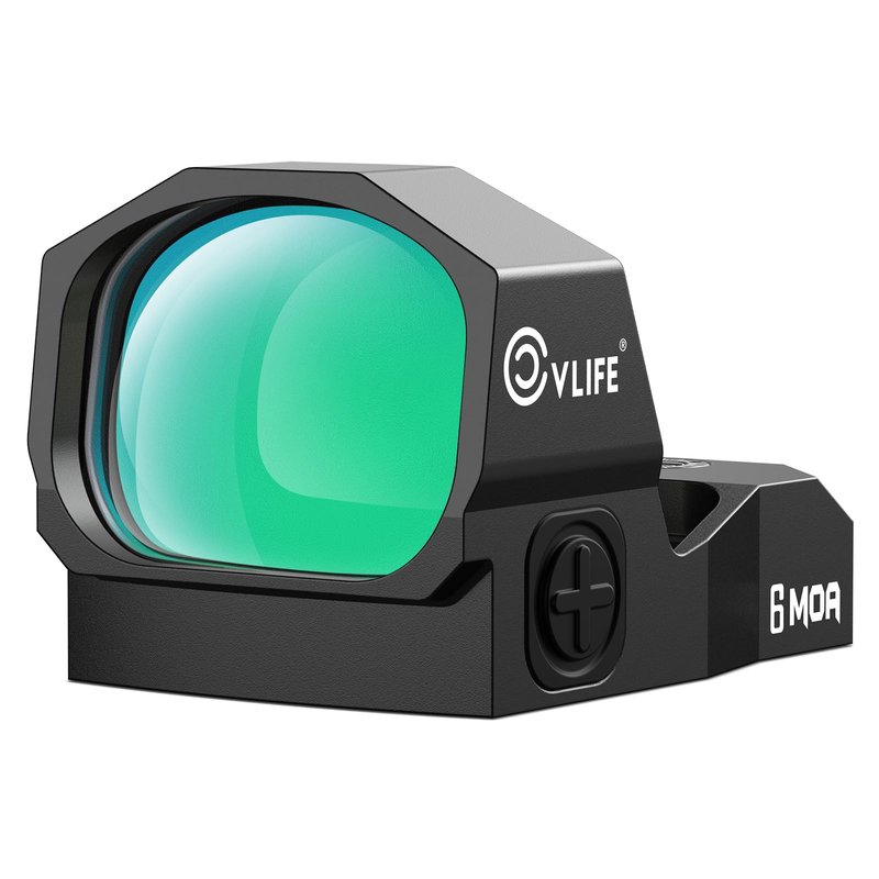 CVLIFE WolfCovert Motion Awake 6 MOA Pistol Green Dot Sight for RMR, 1.1" Large Lens Red Dot Scope for Full-Sized Pistols, Open Reflex Optics Sight with Adapter for MOS & 21MM Picatinny