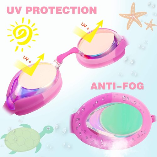Keary Kids Swim Goggles - Anti-Fog, Waterproof, UV Protection for Ages 3-12 | Clear Vision Pool Goggles