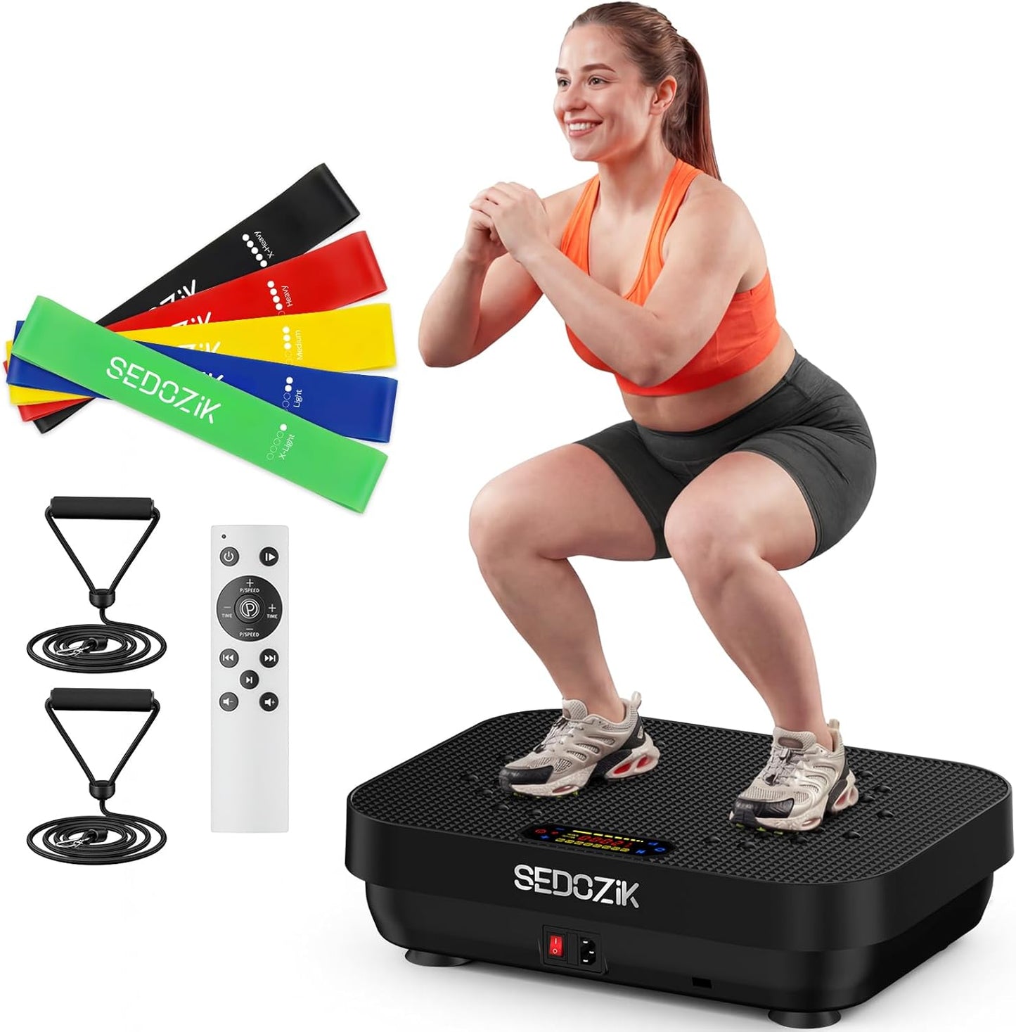 SEDOZIK Vibration Plate Exercise Machine - 450lb Capacity Whole Body Shaker Board for Weight Loss | Bluetooth, 120 Speeds, Resistance Bands