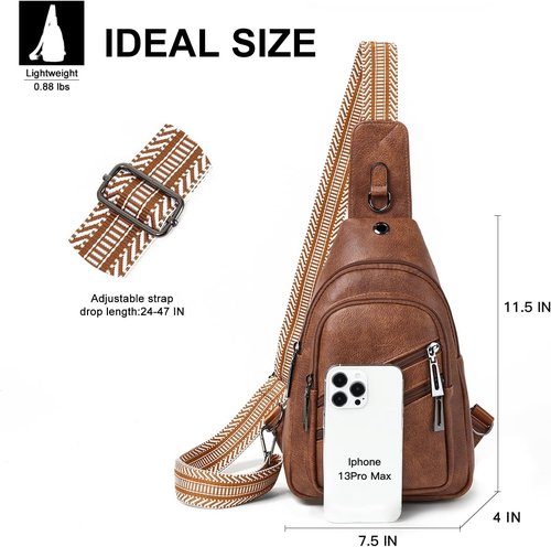 Crossbody Sling Bag by 7L - Vegan Leather Travel Purse | Stylish Brown Fanny Pack for Women