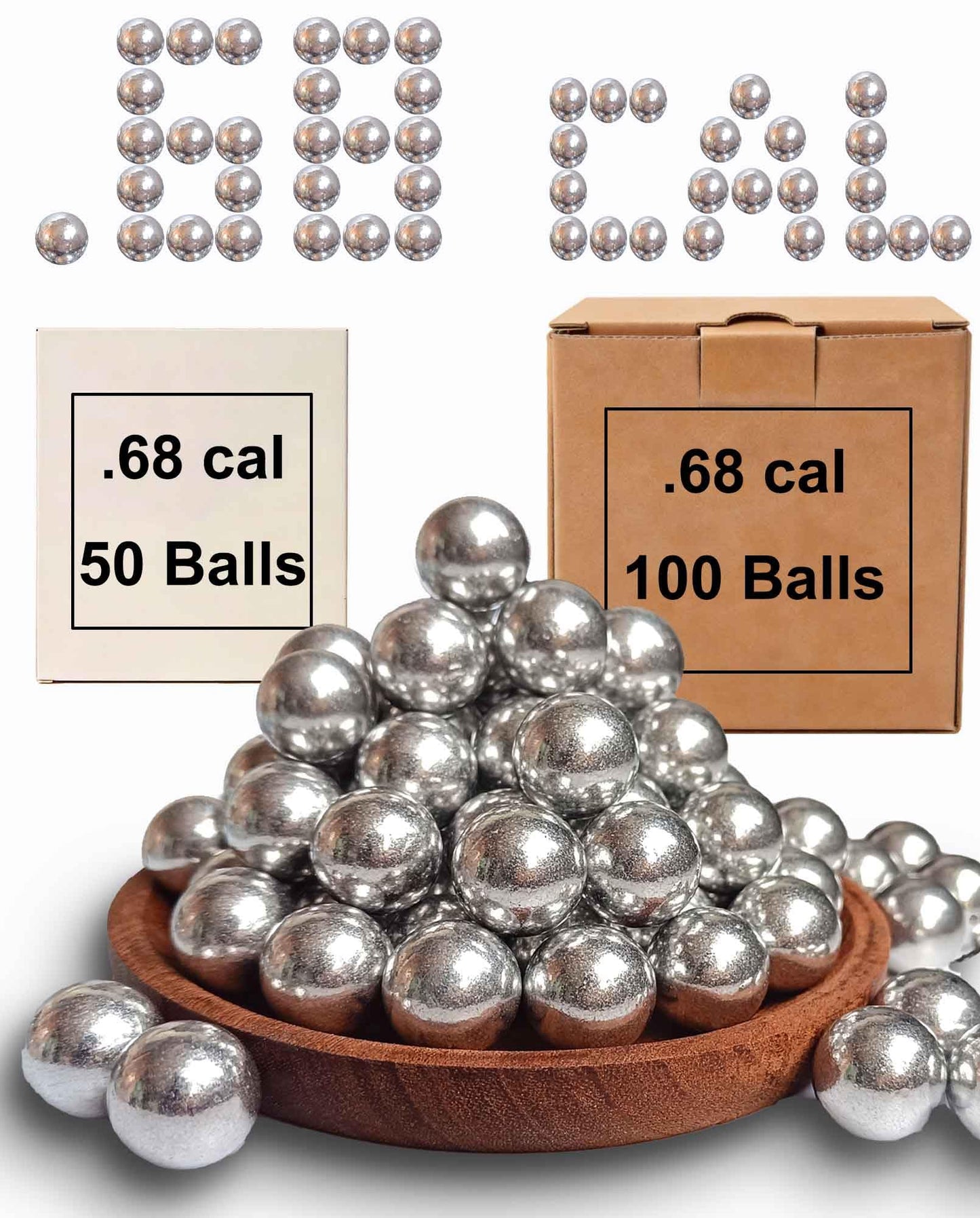 Faysazoy 50 x .68 Caliber Self Defense Balls & Projectiles, 7.3g, Hard - Reusable 0.68 Caliber Aluminum Balls for Home Defense, Practice, and Training (50)