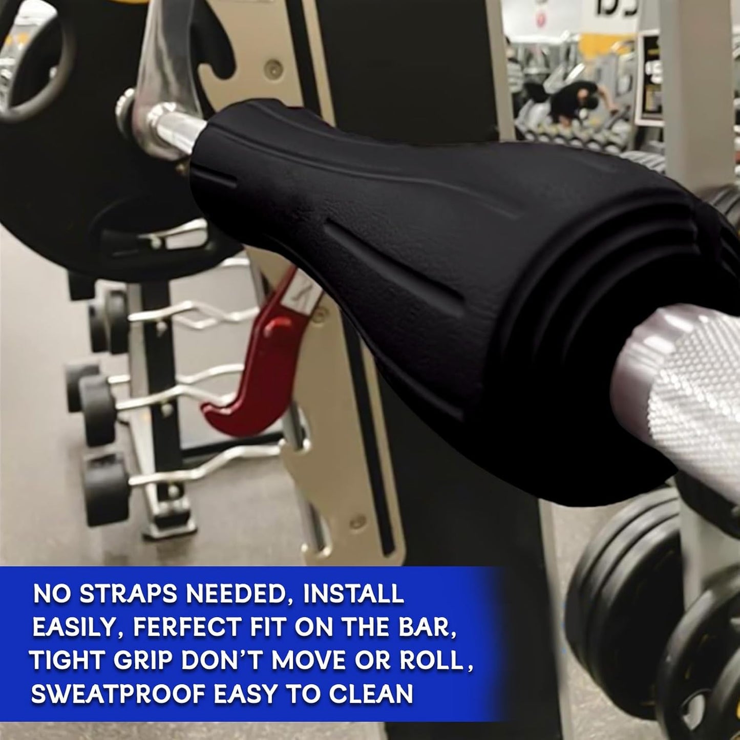 Rubber Barbell Pad - Squat & Hip Thrust Pad | Easy Installation, No Straps Needed, 15.5" x 3.5" x 3.5", Black
