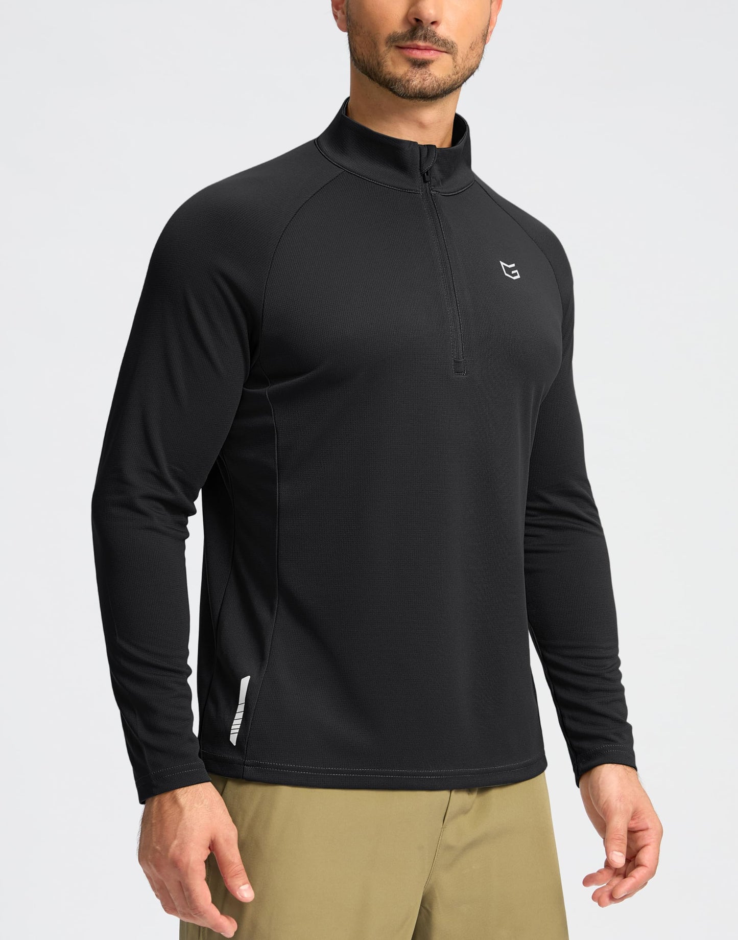 G Gradual Men's Running Shirts Long Sleeve Athletic Shirt Lightweight Quick Dry Quarter Zip Pullover for Men Workout Gym Golf(Black,XL)