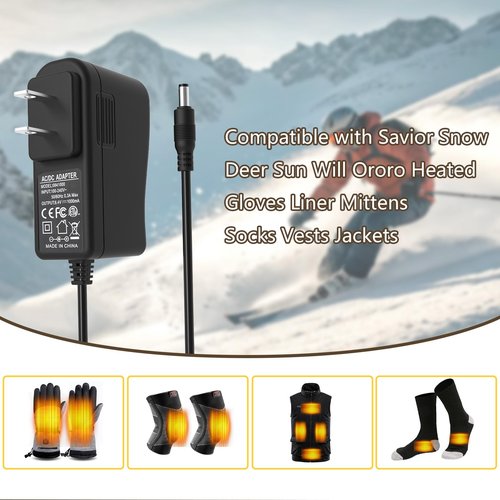 for Savior Snow Deer Sun Will Heated Gloves Socks Hats Vest 8.4V Dual Port Charger, Replacement for 7.4V 2200mAh 3000mAh 3500mAh Li-Polymer Rechargable Battery Charger