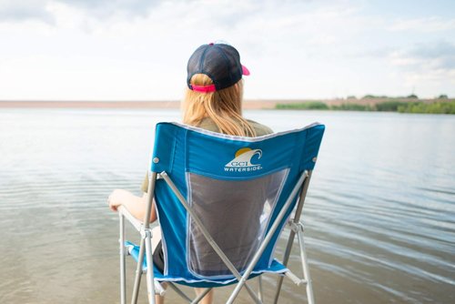 GCI Outdoor Folding Beach Chair - Waterside Captain's Design for Ultimate Comfort