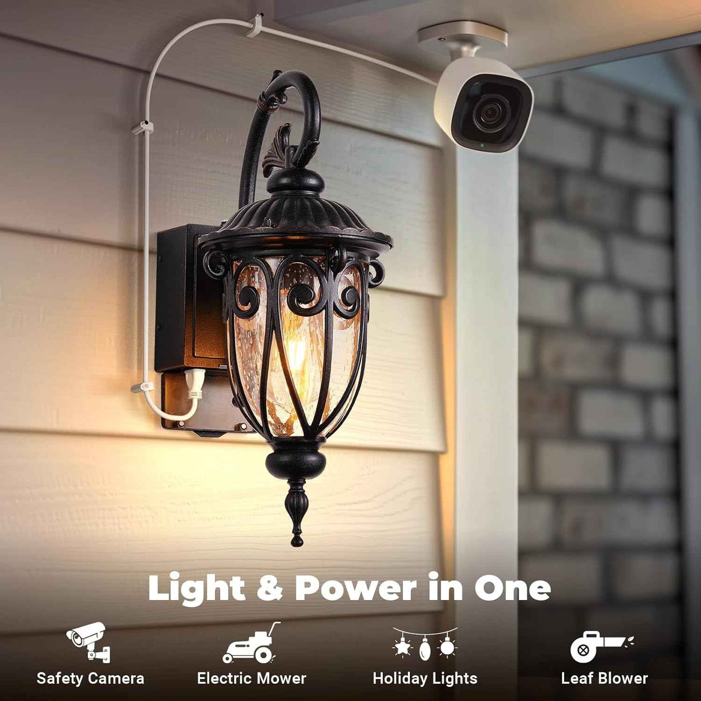 Outdoor Dusk to Dawn Porch Light with GFCI Outlet - 18.6" Waterproof Bronze Lantern