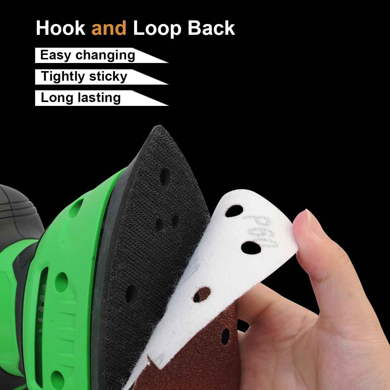 Dobetter 150 PCS Mouse Sander Sandpaper Sand Paper Assortment Pack 60/80/120/180/220 Grit with Holes Hook and Loop Detail Sander Finger Sander Pads