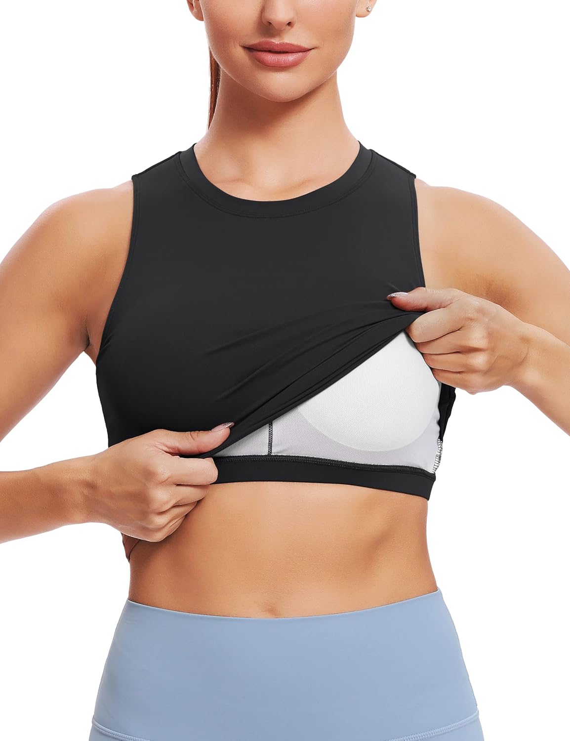 Natural Feelings Nudi Sports Bras - Removable Padded Yoga Tank Tops for Women | Sleeveless Workout Crop Tops