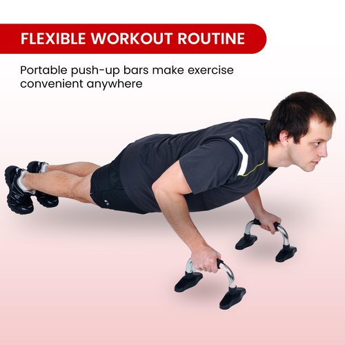 Endless EL1042 Push Up Stands With Foam Handle | Material: Steel, Plastic | For Upper Body Workouts | Comfortable Foam Grip | Non-Slip Bars and Less Wrist Strain | Color: Black-Red