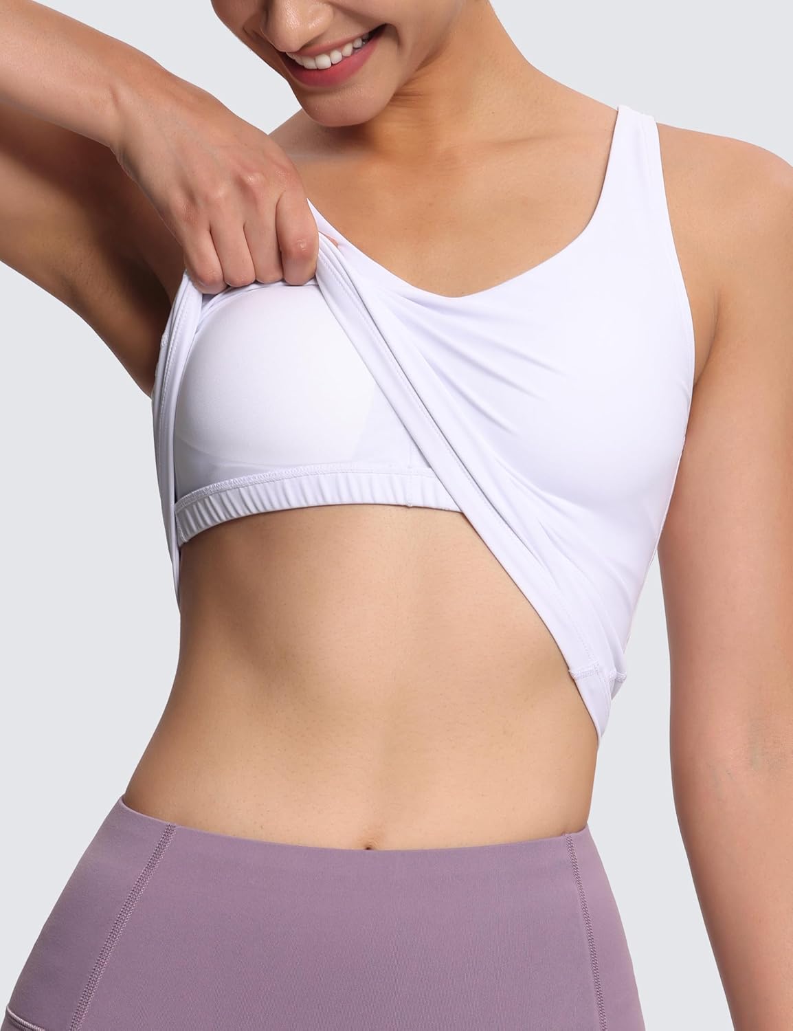 The Gym People Women's Longline Sports Bra - Wirefree Padded Yoga Tank Top for Comfort & Support