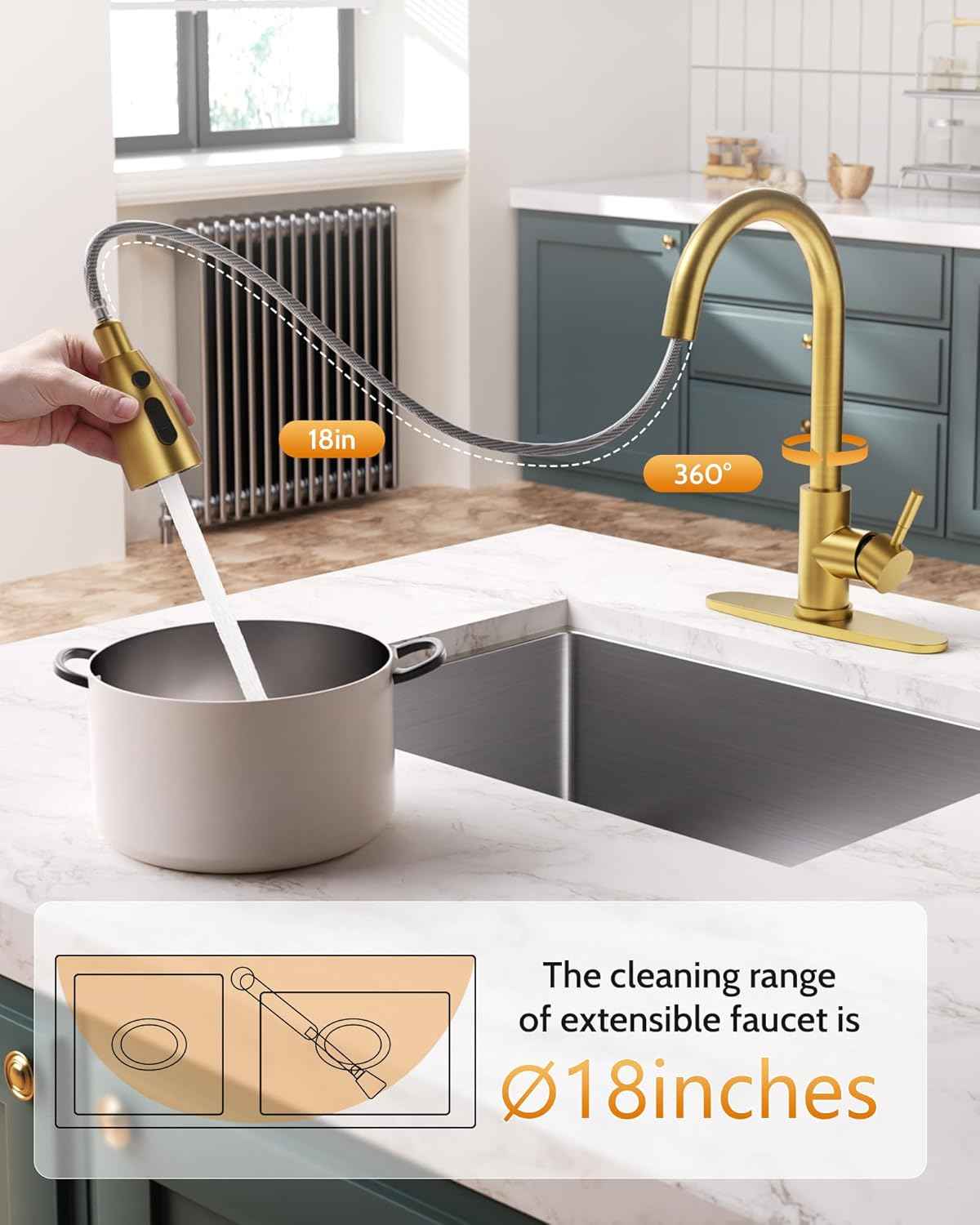 Stainless Steel Kitchen Faucet Combo with Water Filter - Brushed Nickel Sink Faucet for RO Systems