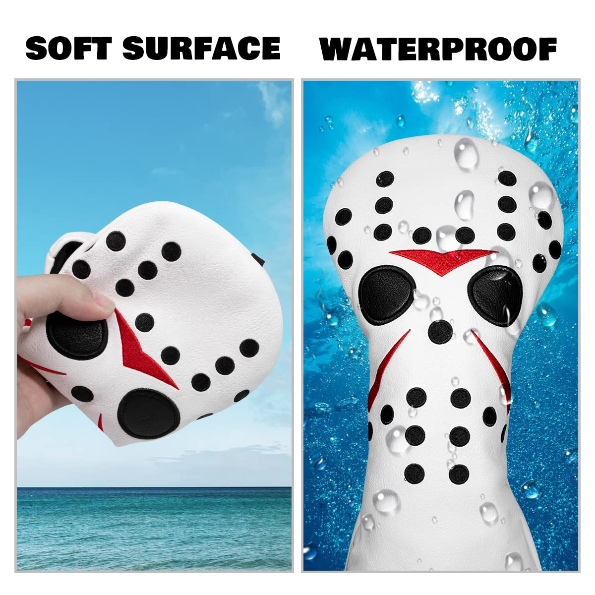 BAIRBRE Golf Hybrid Covers Field Hockey Mask Embroidery Golf Club Covers Leather Hybrid Headcovers Golf Headcover for Most Brand