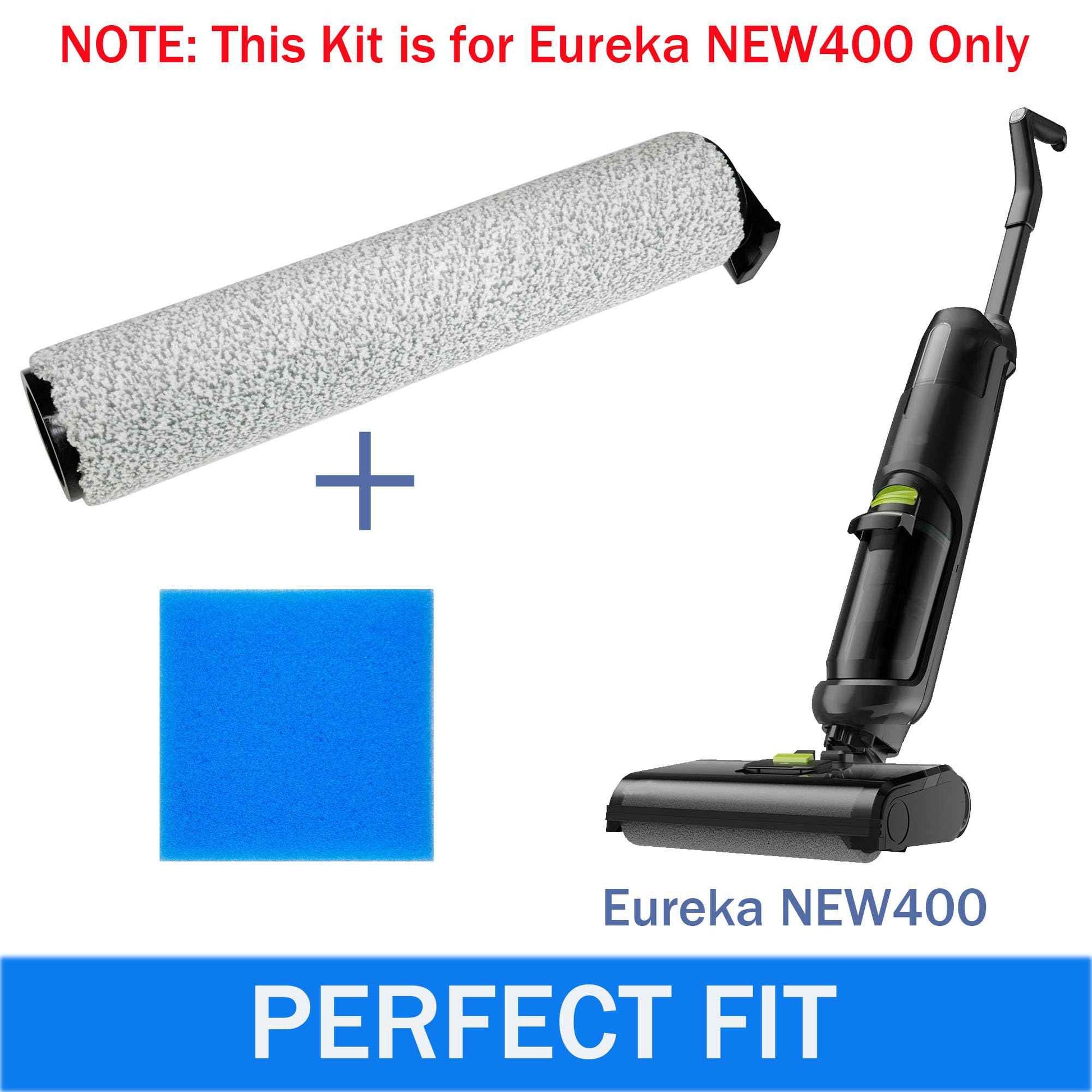 NEW400 Replacement Brush Roller & Foam Filters Kit for Eureka NEW400 Vacuum Cleaner - 2 Brush Rollers, 2 Foams, 1 Cleaning Tool Brush