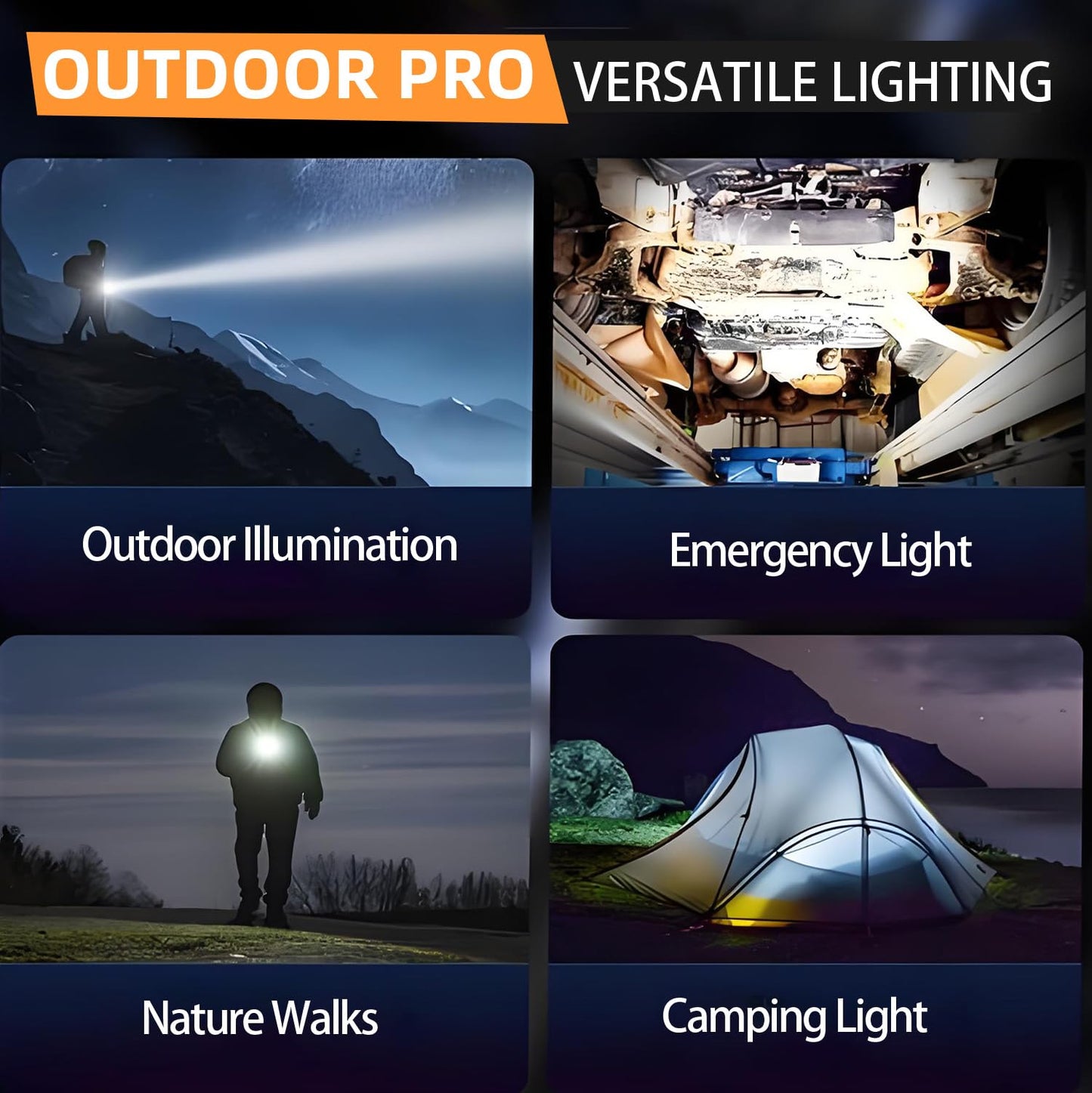 2 Pack LED Rechargeable Flashlight - 100000 Lumens Super Bright Solar Flashlights, Compact & Waterproof Flash Light for Home, Camping,Hiking, Emergencies, Adventures