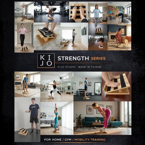 16-Level Adjustable Wooden Slant Board for Squats – 550 lbs Heavy Duty Squat Wedge for Weightlifting & Ankle Mobility – Incline Board for Calf Raises & Leg Day Training【Made in Taiwan KIJO Studio】