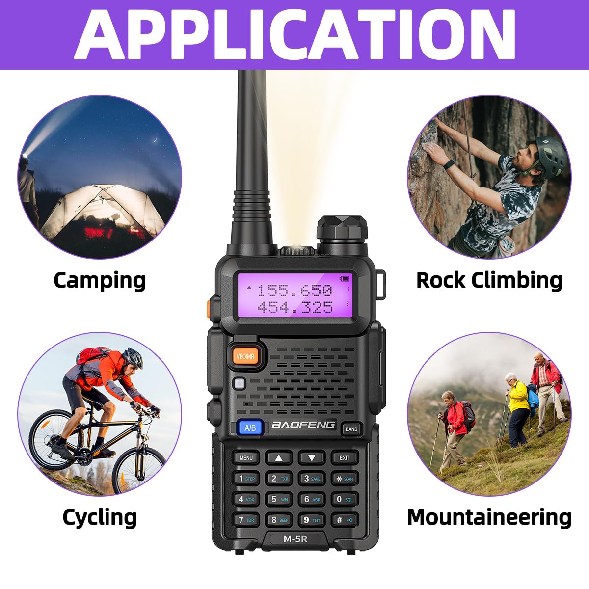 Baofeng UV-5R Ham Radio Handheld Upgrade 8W UV5R Long Range Walkie Talkies with Earpiece Rechargeable M-5R Multi Band Two Way Radio Copy Frequency,USB-C Charger for Hunting Survival Gear