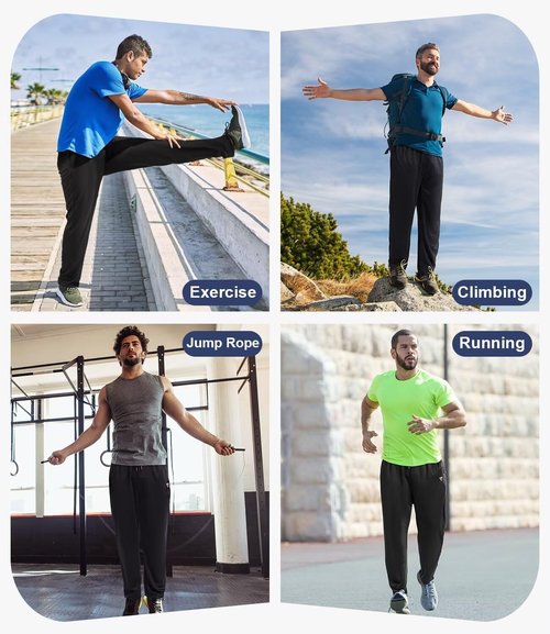 Lomsoe 5 Pack Men's Sweatpants - Open Bottom Joggers with Zip Pockets | Loose Fit Athletic Pants for Running & Casual Wear