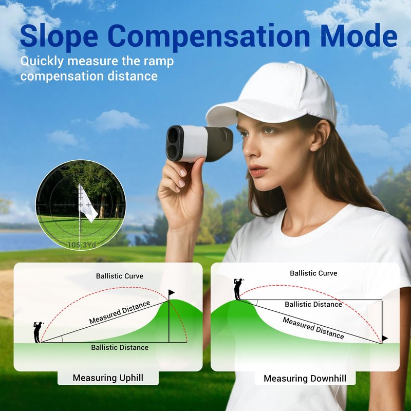 Range Finder Golf, 1300Yards Rangefinder with Slope, 6X Magnification,Flag Pole Locking Vibration, 0.5s Flag Pole Lock Vibration, Vibration Angle Measurement, Golf Accessories for Men and Women
