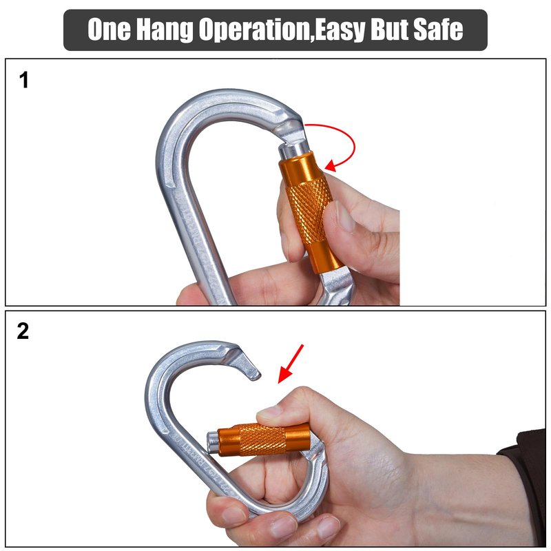 RESQT 22KN Auto Locking Climbing Carabiner Clips, Heavy Duty Climbing Carabiners Twist Lock, for Rock Climbing, Camping, Rappelling, Hunting, Rescue Equipment (22KN-3Pcs)