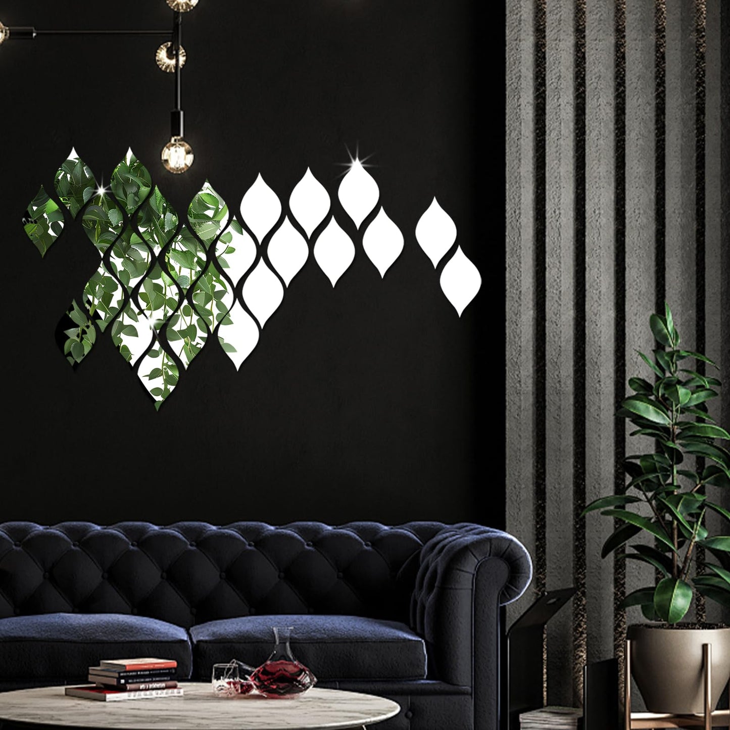 [Buy One Get Five] Acrylic Mirror Wall Stickers, 3D Teardrop Removable DIY Teardrop Peel and Stick Mirror Wall Decal Set for Living Room Bathroom Home Office Background Decorations (Silver)