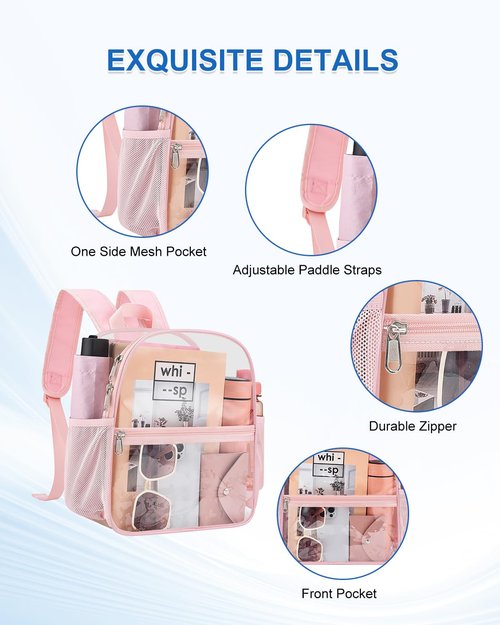 UEASE Clear Backpack for Stadium Events, 12x12x6 Small Clear Plastic bag with Reinforced Straps for Game Security Festival Concert