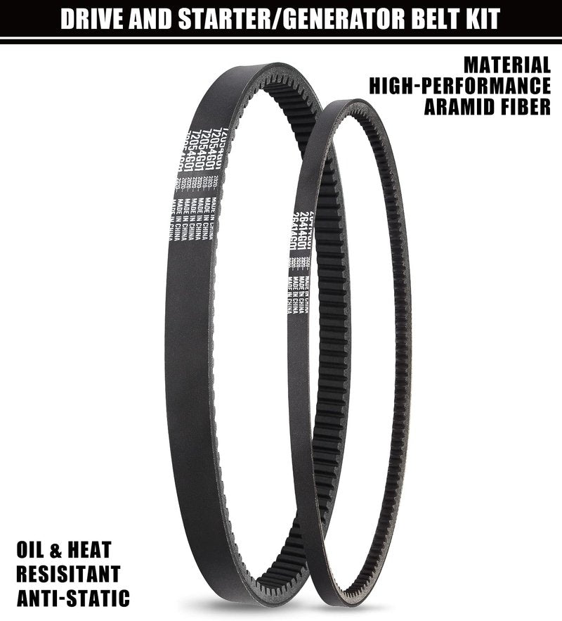 Geggkake EZGO Drive Belt & Starter Generator Belt Kits, Fits 4 Cycle 1994-up EZGO TXT/Medalist Gas Golf Cart, OEM# 72054G01, 72024G01, 72025G01, 26414G01