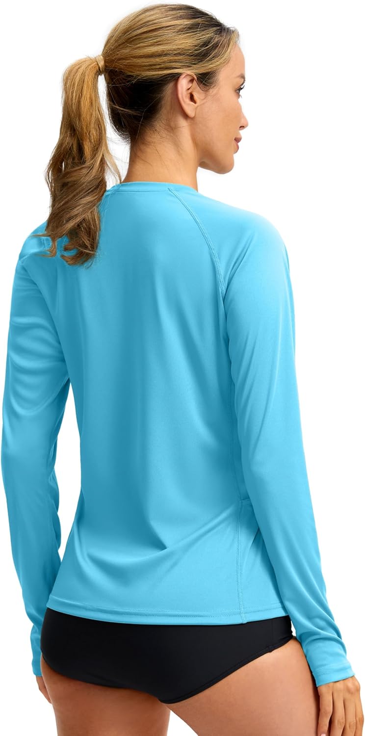 Viodia Women's Rash Guard - UPF 50+ UV Protection Long Sleeve Shirt | Quick Dry Hiking & Swim Top with Pockets