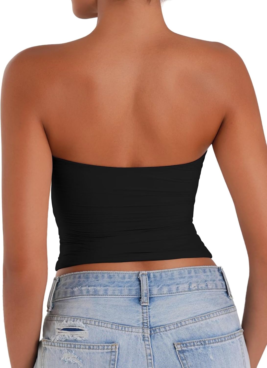 Sunzel Strapless Tube Top - Double Lined Sleeveless Crop Top for Summer Layering | Stylish Basic Bandeau