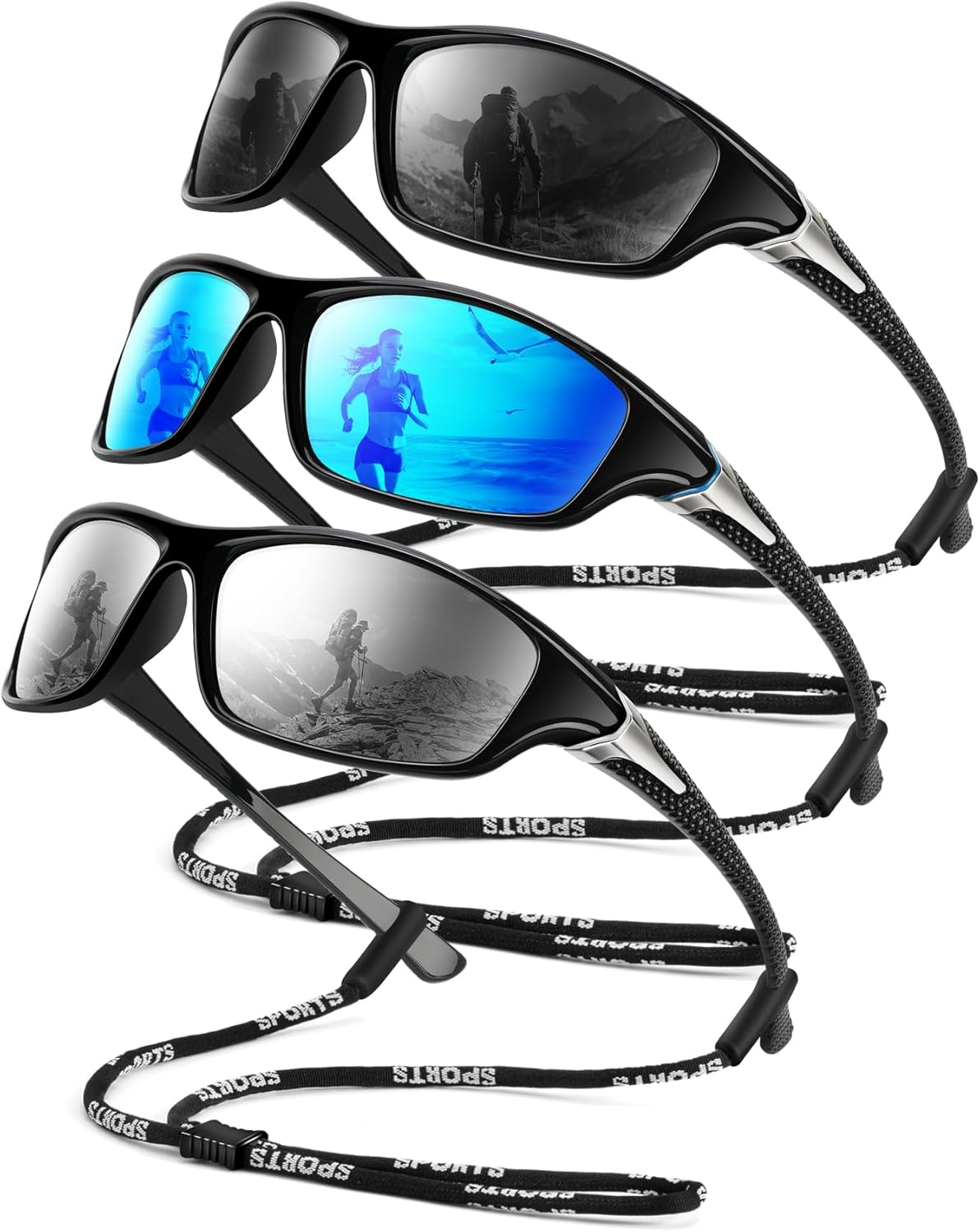Polarized Sunglasses Men, Sports Sun Glasses Womens UV400 Protection for Fishing Running Driving