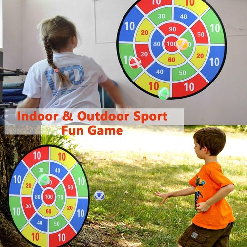 Kids Dart Board Game Set - Large Sticky Dart Board with 24 Balls | Fun Indoor & Outdoor Game for Ages 3-10