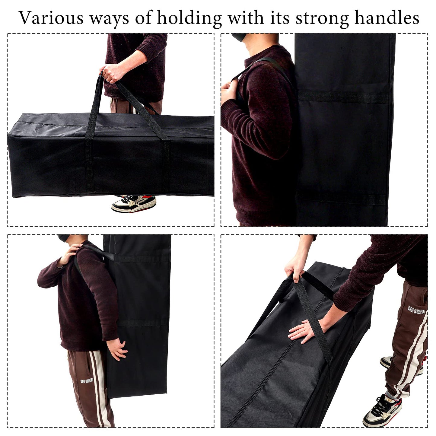2 Pcs 47 Inch Large Sports Duffel Bag for Travel Camping Sports Equipment Storage Waterproof Foldable Long Luggage Storage Bag for Camping, Tent, Tripod, Gym, Fishing, Black