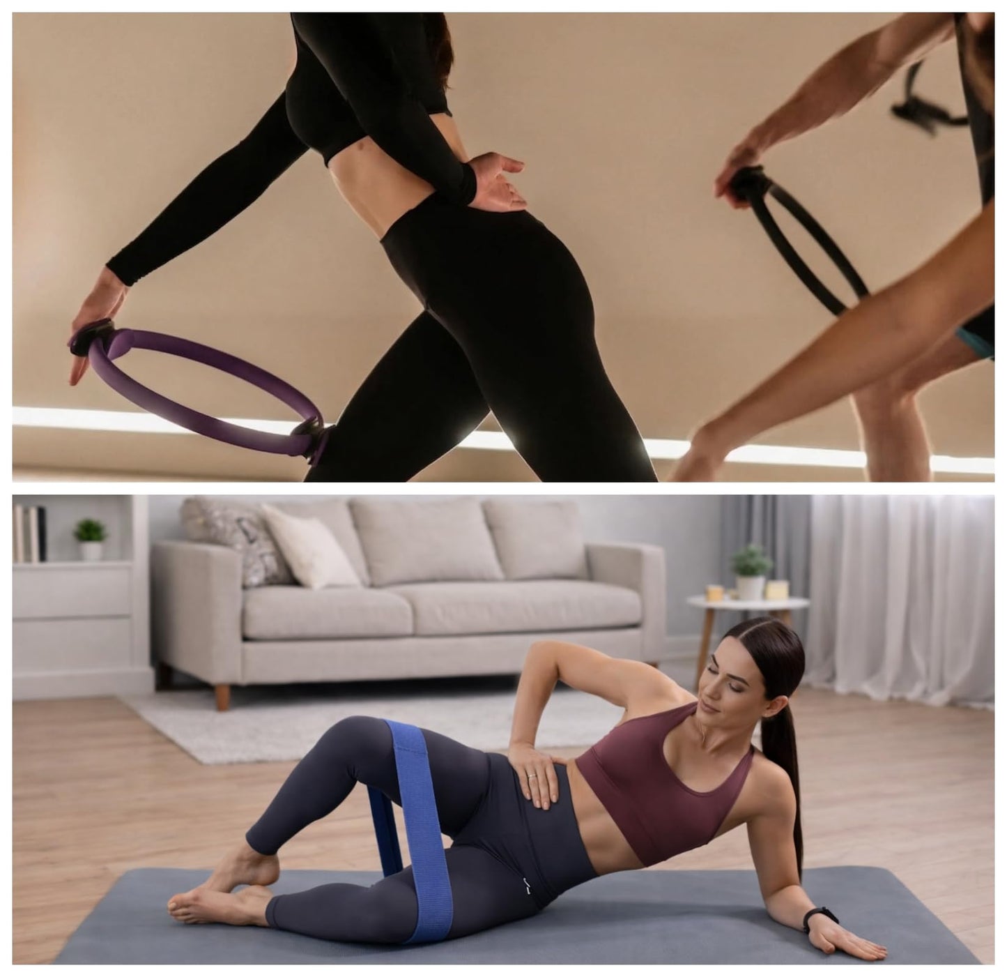 YXILEE Pilates Ring Circle Set - Workout at Home Workout Equipment Women - Pilates Mini Exercise Ball for Legs Arms and Thighs