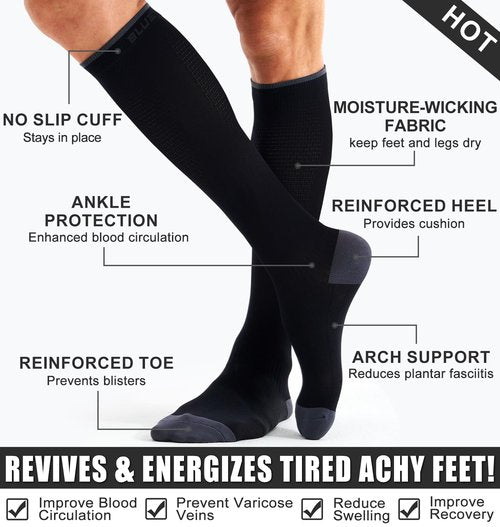 Compression Socks for Women & Men (3 pairs) - Best Support for Nurses, Running, Hiking, Recovery & Flight Socks