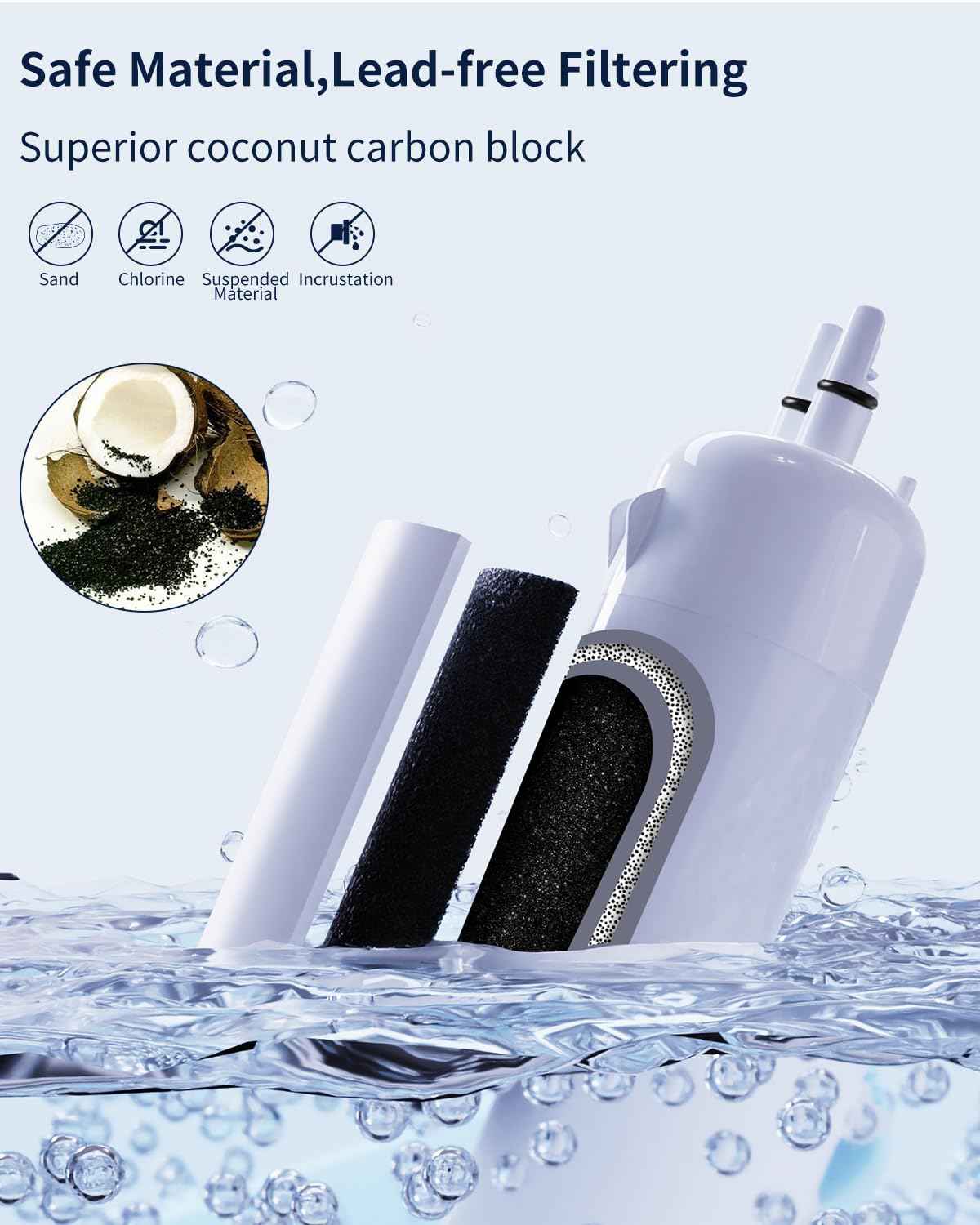 W10295370A Water Filter Replacement Compatible with EDR1RXD1,W10295370,WHR1RXD1,P4RFWB,P8RFWB2L,46-9930,46-9081,Filter 1 (4)