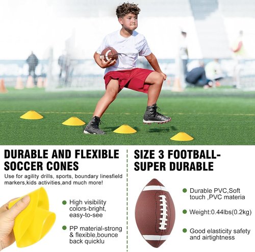 Flag Football Set by [Brand Name] - Adjustable 14/20 Player Belts with Cones, Football, Pump & Bag