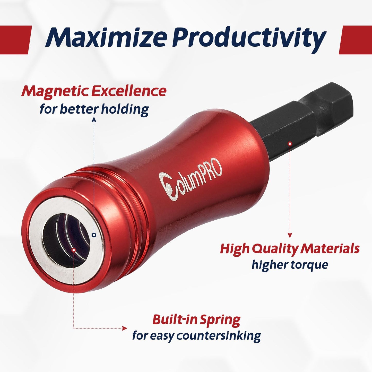 ColumPRO Strong Magnetic Screwdriver Bit Holder for Impact Driver, 1 Magnetic Drill Bit & Screw Holder, Three 25 MM PH2 Bits