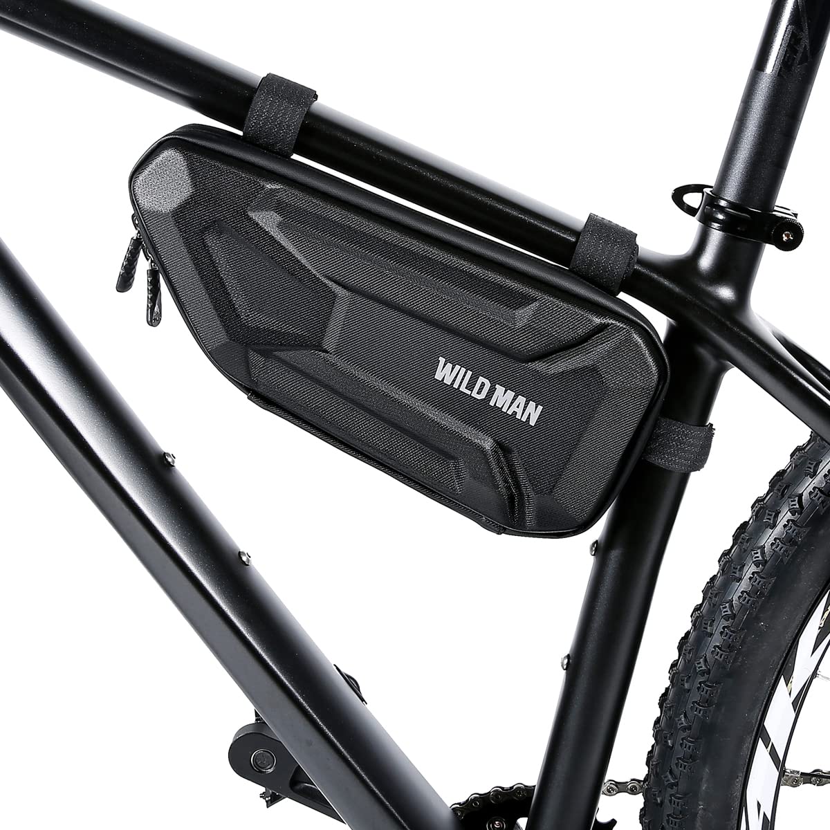 WILD MAN Rainproof Hard Shell Bike Triangle Frame Bag Top Tube Bicycle Bags Good for MTB Mountain Road Bike or Motorcycle Saddle (XT4, Twill)
