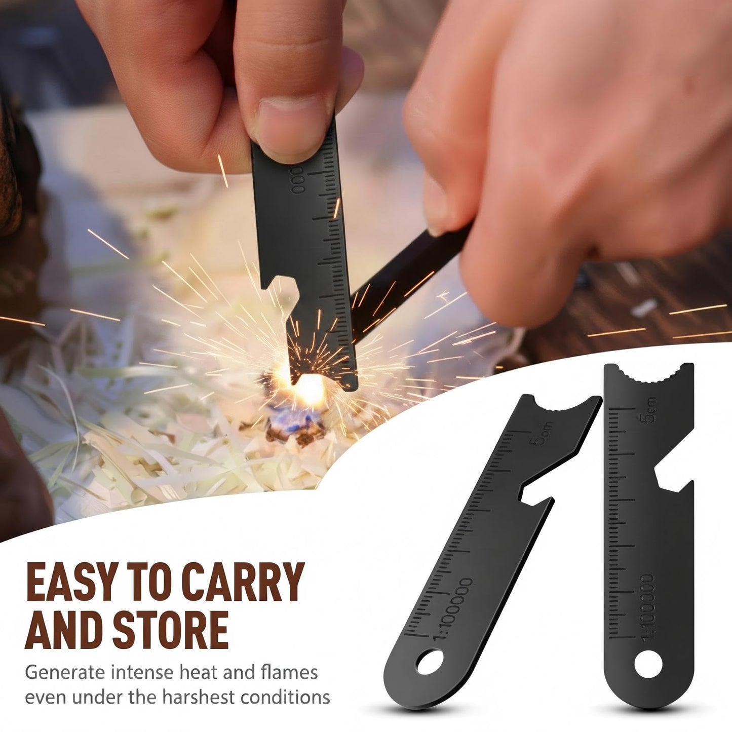 BBTO 20 Pcs Survival Fire Starter Bulk Weatherproof Ferrocerium Rod Striker Scraper Flint Steel Fire Starter with Keychain Ring for Survival Drilled Emergency Camping Backpacking Hiking Bushcraft