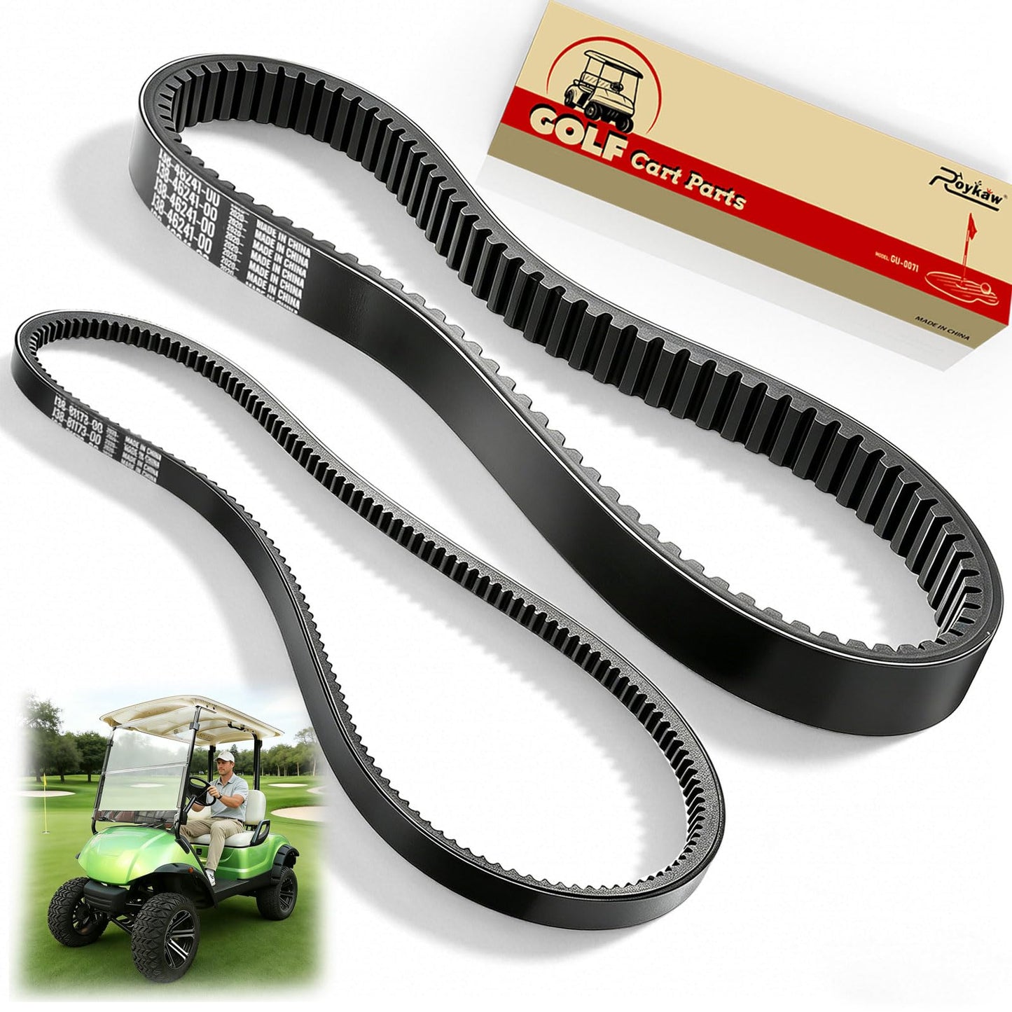 Roykaw Golf Cart Drive & Starter Generator Belt Compatible with Yamaha G2-G29 4-Cycle J55-G6241-00-00, JN6-H1173-00 G16 to G22 & Drive 2012.5 & Newer