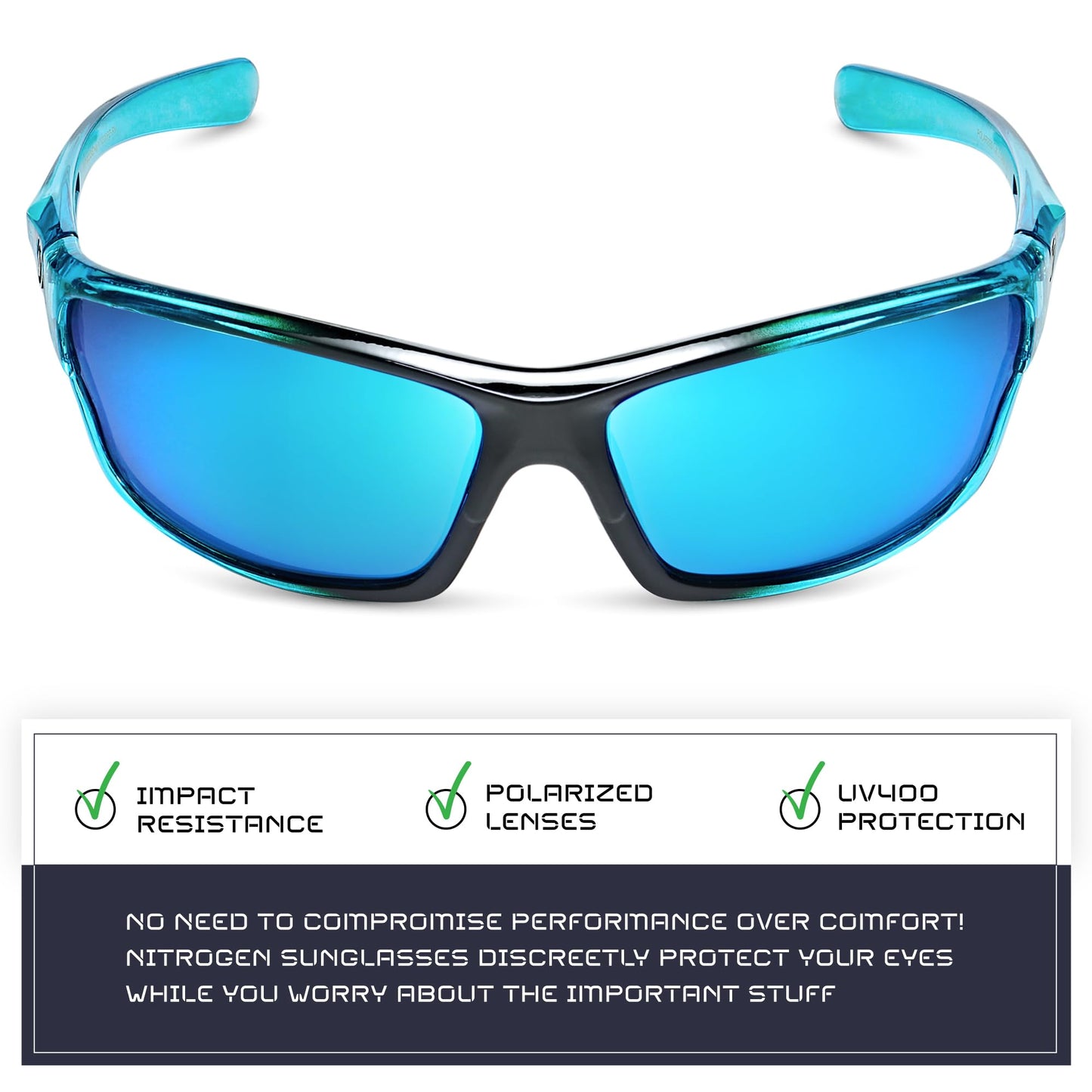 Nitrogen Polarized Wrap Around Sport Sunglasses for Men Women UV400 Driving Fishing Running Sun Glasses