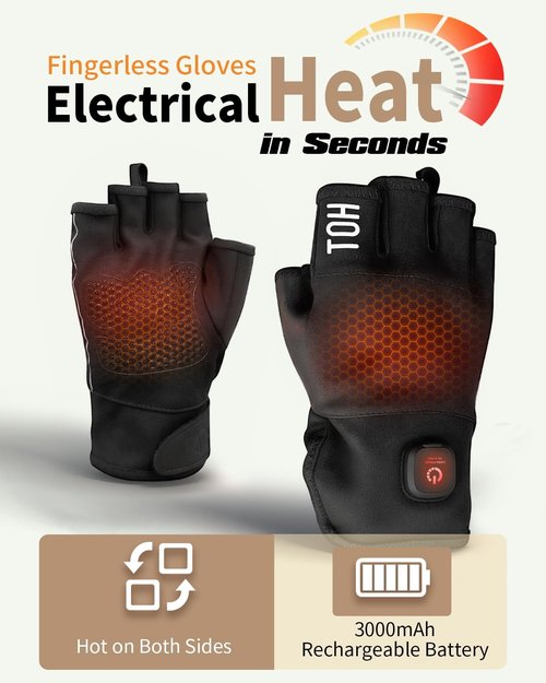 **Uncn Heated Gloves - Fingerless Touchscreen Design for Men & Women | Rechargeable 3.7V 3000mAh Battery for Winter**