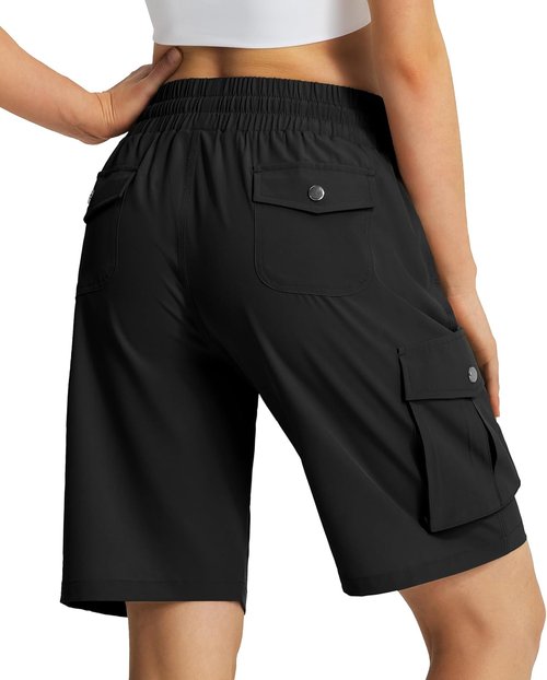 Hugut Women's Hiking Cargo Shorts - Quick Dry Lightweight Summer Shorts | 6 Pockets for Travel & Golf