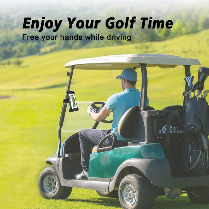 ACCTOLF Golf Cart Phone Holder, Adjustable Cell Phone Holder Mount for Golf Cart/Push Cart/Golf Club/Flag Pole, No Shaking Cell Phone Clamp for iPhone 13/12/ 11 Pro Max Galaxy S10/ S9